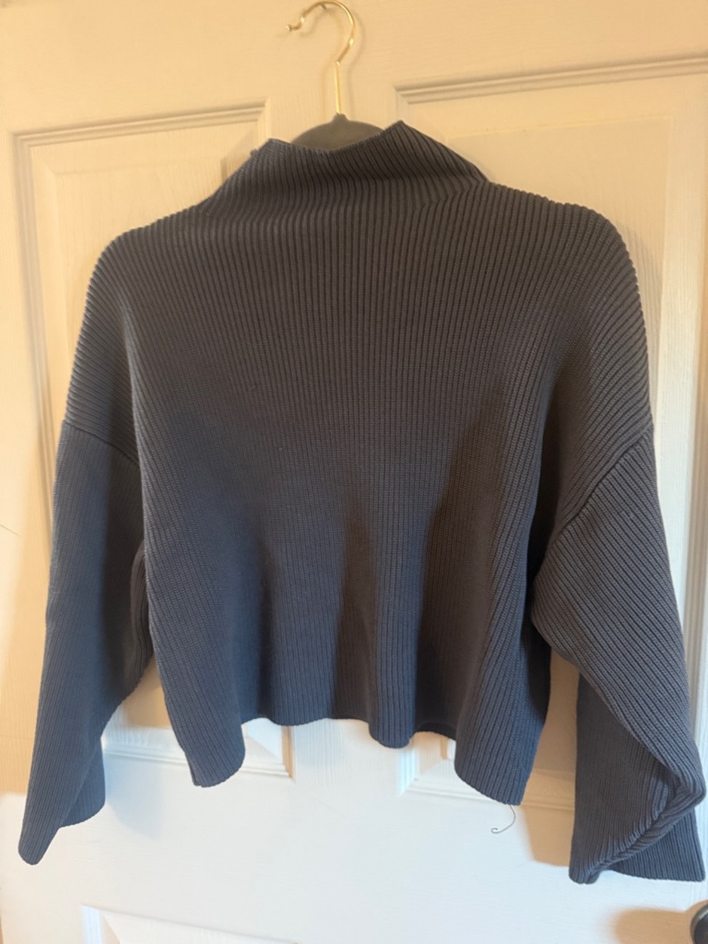 Zara Ribbed Mock Neck Sweater - Charcoal Gray